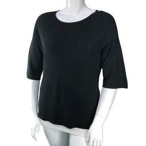 Peruvian Connection Women Size M Tunic Round Neck Half Sleeve Prima Cotton Black